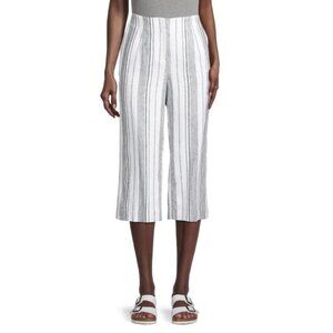 NWT Calvin Klein Striped Wide-Leg Cropped Linen Blend Pants Sz. 16W